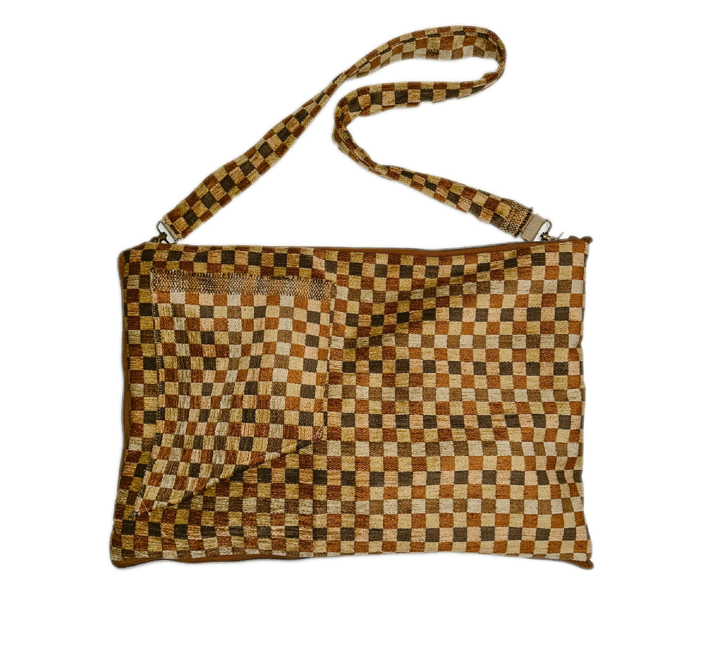 1 of 6 Porcini Checkered Trench Tote