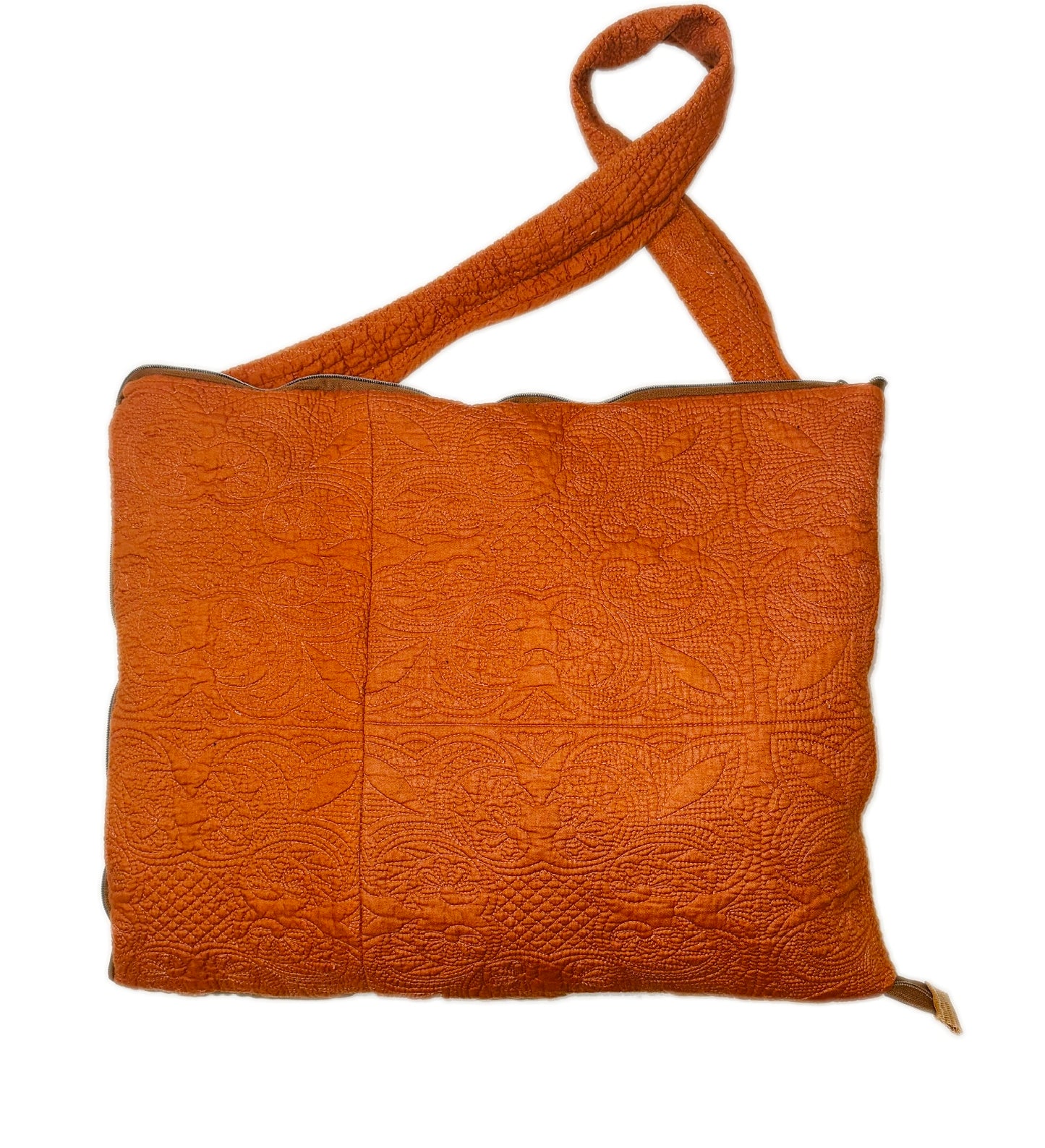 1 of 1 Terra-cotta Quilted Trench Tote